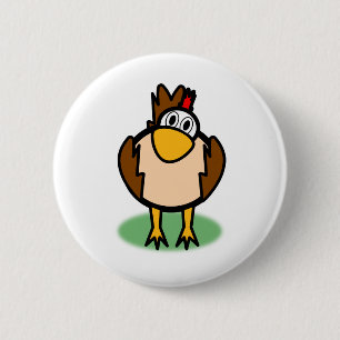 Rooster Watching 6 Cm Round Badge