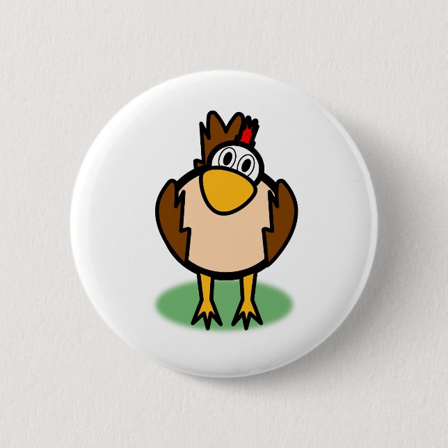 Rooster Watching 6 Cm Round Badge (Front)