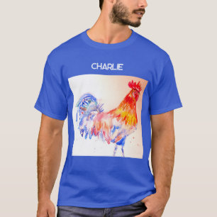Rooster Watercolor Chicken Bird Cockerel Farm T-Shirt