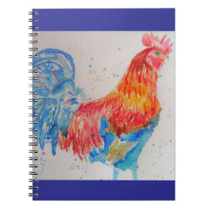 Rooster Watercolor Chicken Bird Kids Boys Notebook