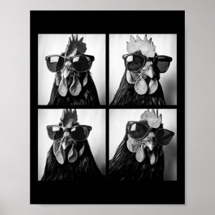 Rooster Wearing Sungles Photobooth Selfie Farm Chi Poster