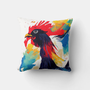 Rooster Wild Nature Animal Color Art Painting Cushion