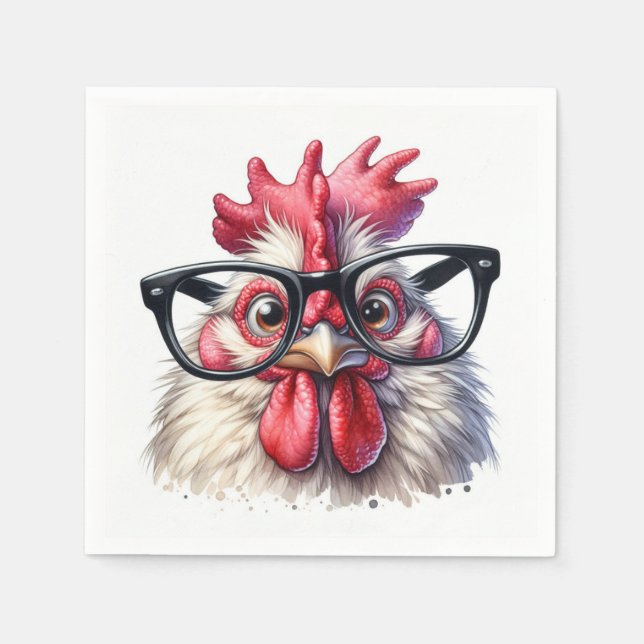 Rooster With Black Glasses Napkin (Front)