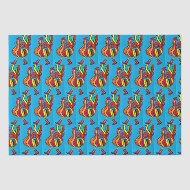 Rooster with boots Tissue Paper (Front)