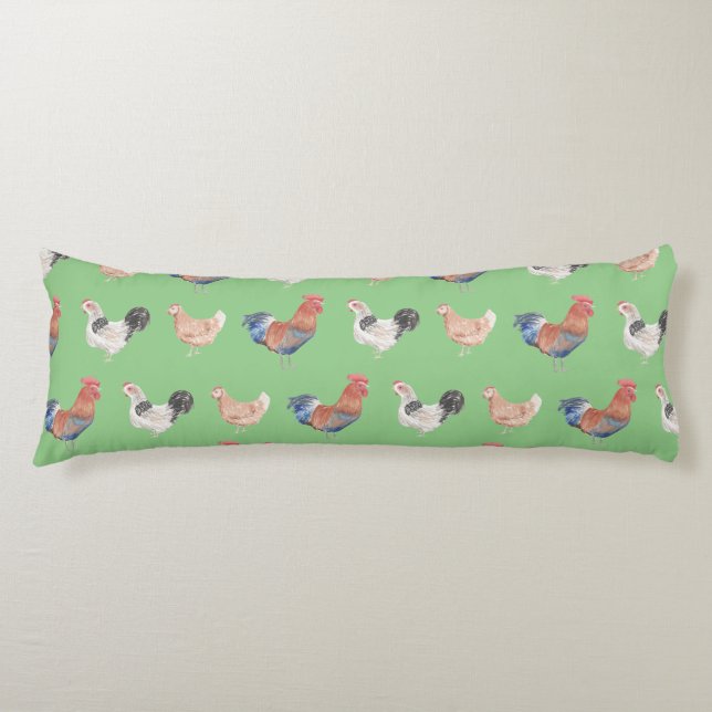 Rooster With Chickens Body Cushion (Front)