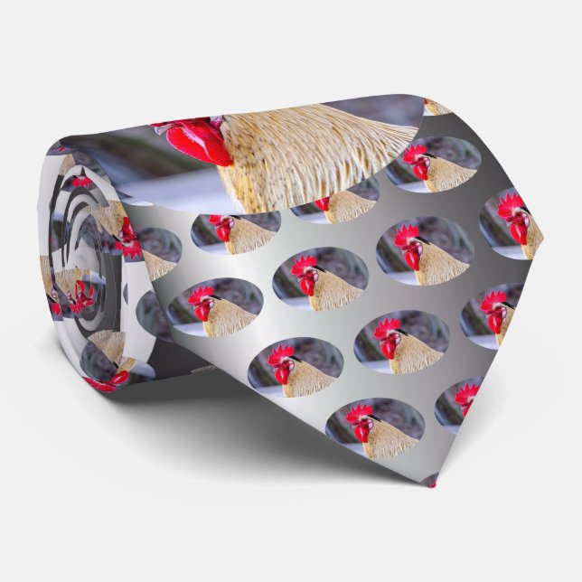 Rooster with Cockscomb Tie (Rolled)