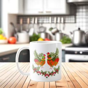 Rooster with hen coffee mug