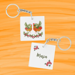 Rooster with hen key ring