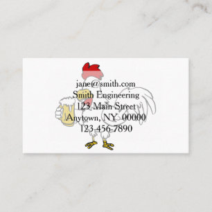 Rooster with mug beer   choose background colour business card