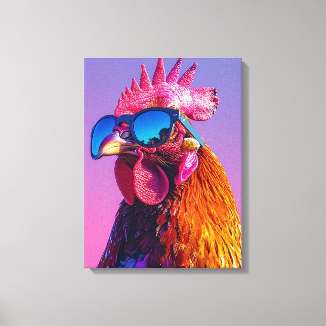 rooster with sunglasses canvas print (Front)