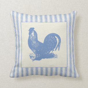 Rooster with Ticking Cushion