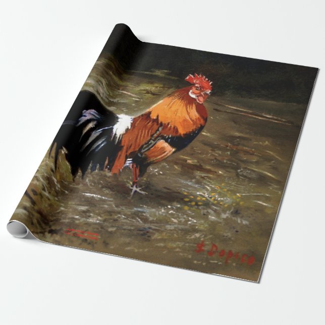 Rooster Wrapping Paper (Unrolled)