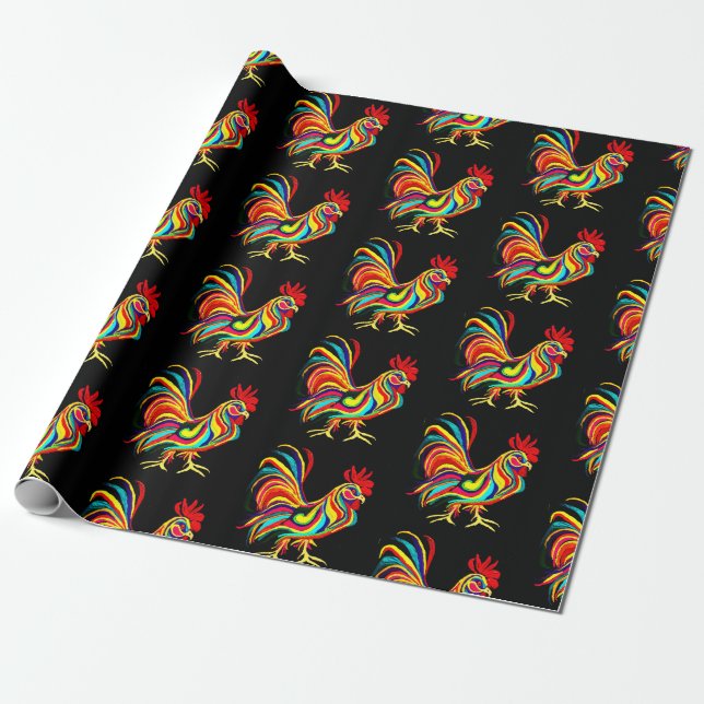 Rooster Wrapping Paper (Unrolled)
