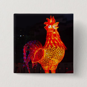 Rooster Zodiac Symbol Lantern 15 Cm Square Badge