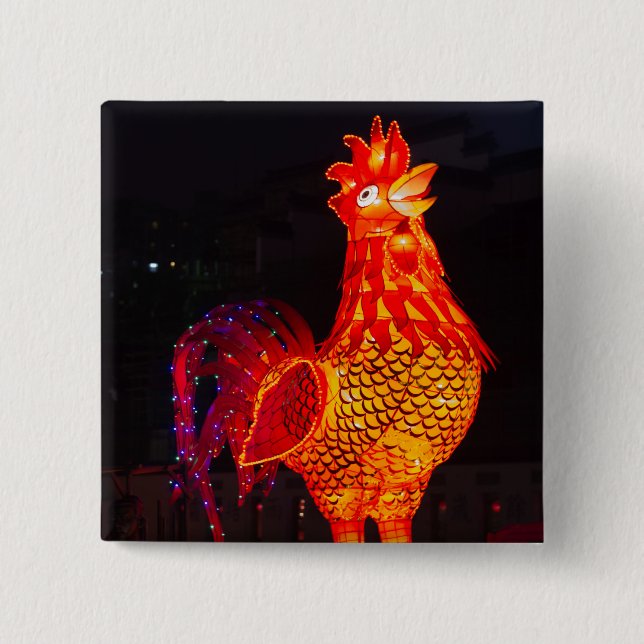 Rooster Zodiac Symbol Lantern 15 Cm Square Badge (Front)