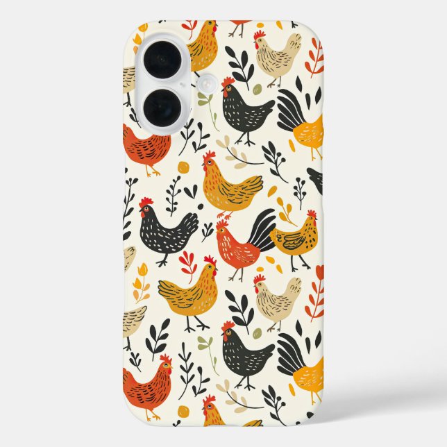 Roosters and Chickens Simple Illustration Print Case-Mate iPhone Case (Back)
