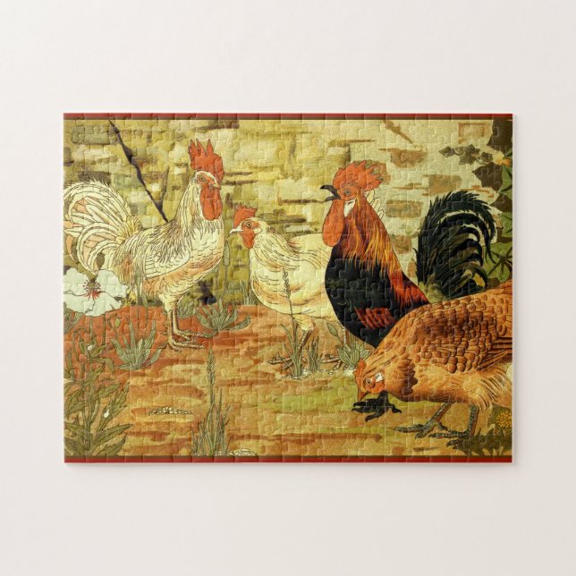 Roosters and Hens in the Garden Puzzle (Horizontal)