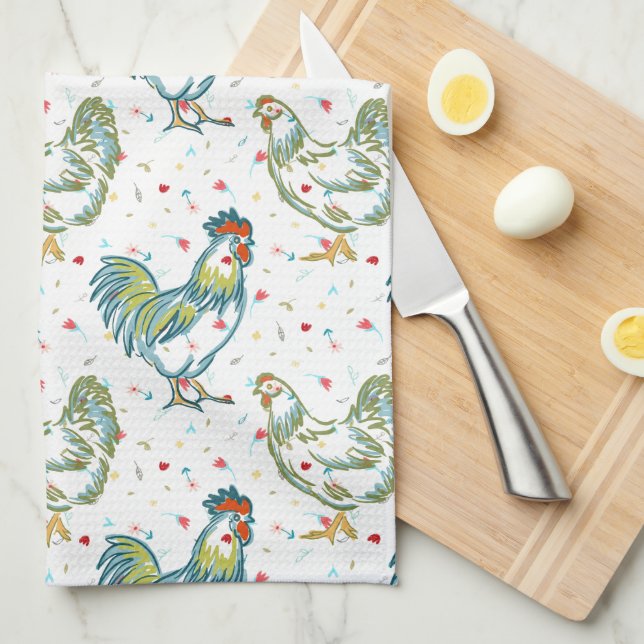 Roosters and Hens Towel (Quarter Fold)