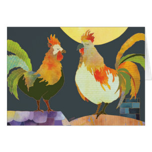 Roosters Blank Card