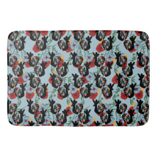 Roosters Folk Floral Mexican Pattern Bath Mat