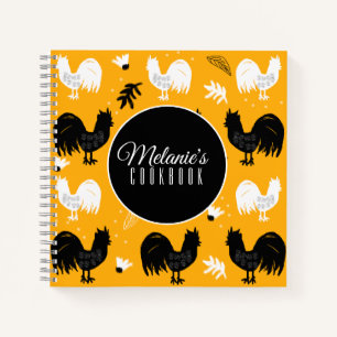 Roosters Hand Drawn Floral Farm Pattern Notebook