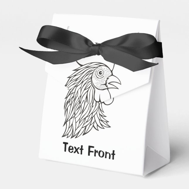 Rooster's Head Line Art Favour Box (Front Side)