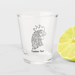 Rooster's Head Line Art Shot Glass