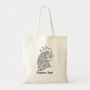 Rooster's Head Line Art Tote Bag