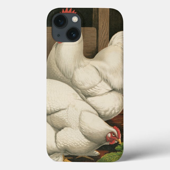 Roosters & Hen outside Hen House with White Border Case-Mate iPhone Case (Back)