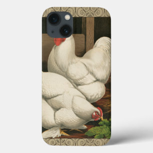 Roosters & Hen outside Hen House with White Border iPhone 13 Case