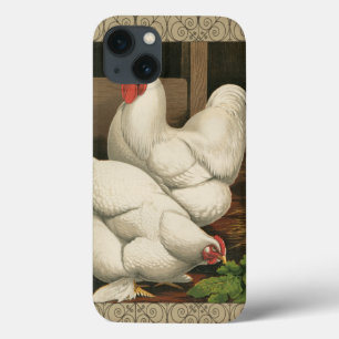 Roosters & Hen outside Hen House with White Border iPhone 13 Case
