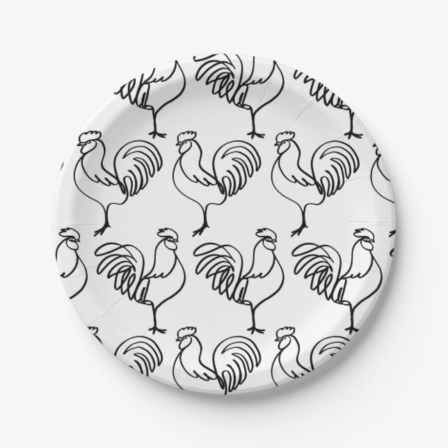 Roosters! Paper Plate (Front)
