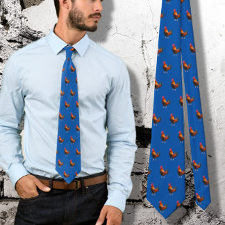 Roosters Pattern Chicken Farmers Neck Tie