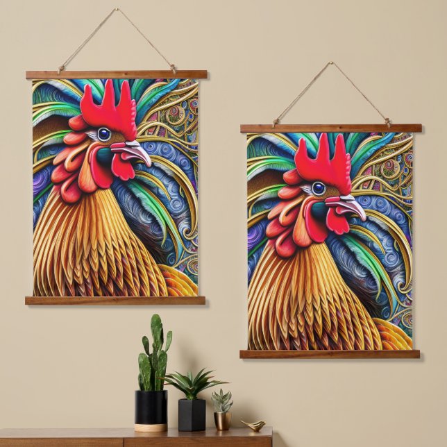Rooster's Timeless Charm Hanging Tapestry (Asymmetrical)