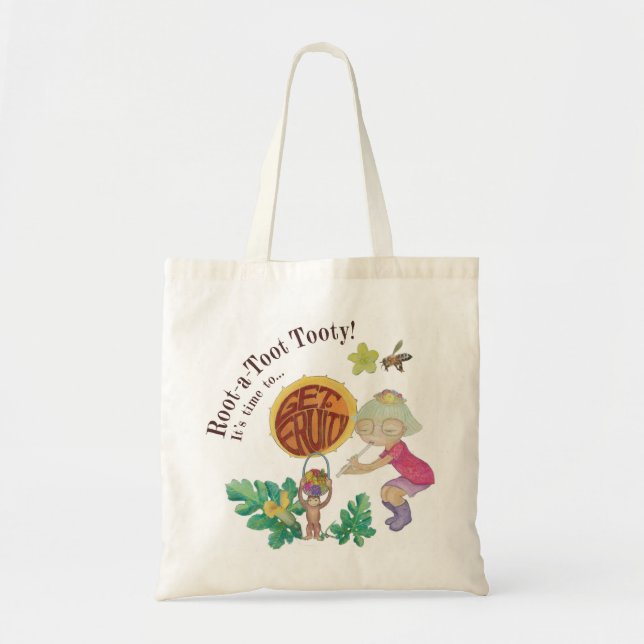 Root A Toot Tooty! natural canvas tote bag (Front)