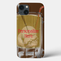 Root beer float brown white red