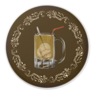 Root beer float ceramic knob