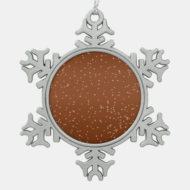 Root Beer with Tiny Bubbles Background Art Snowflake Pewter Christmas Ornament (Front)
