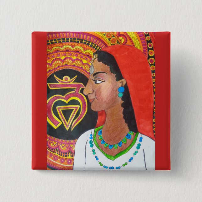 Root Chakra(Lam)Button 15 Cm Square Badge (Front)