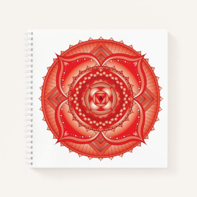 Root Chakra Mandala Red Square Notebook (Front)