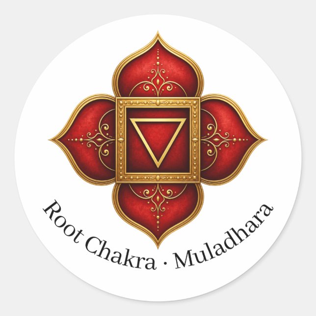 Root Chakra Muladhara Sacred Symbol Classic Round Sticker (Front)