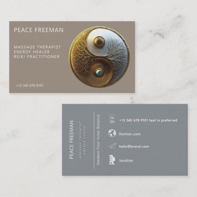 Root of Harmony | Yin Yang Design Business Card (Front/Back)