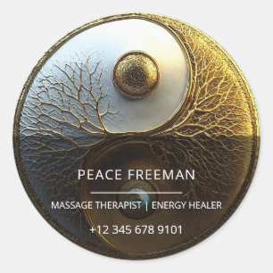 Root of Harmony Yin Yang Design Classic Round Sticker