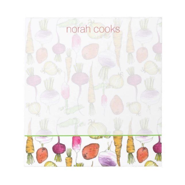 Root Vegetables Beets Carrots Turnip Art Notepad (Front)
