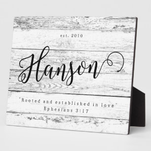 Rooted and established in love Last Name Sign Plaque