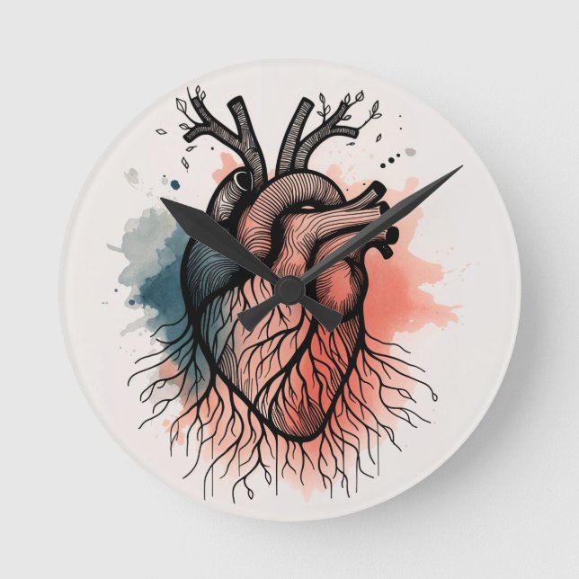 Rooted Heart – Minimal Time with Meaning Round Clock (Front)