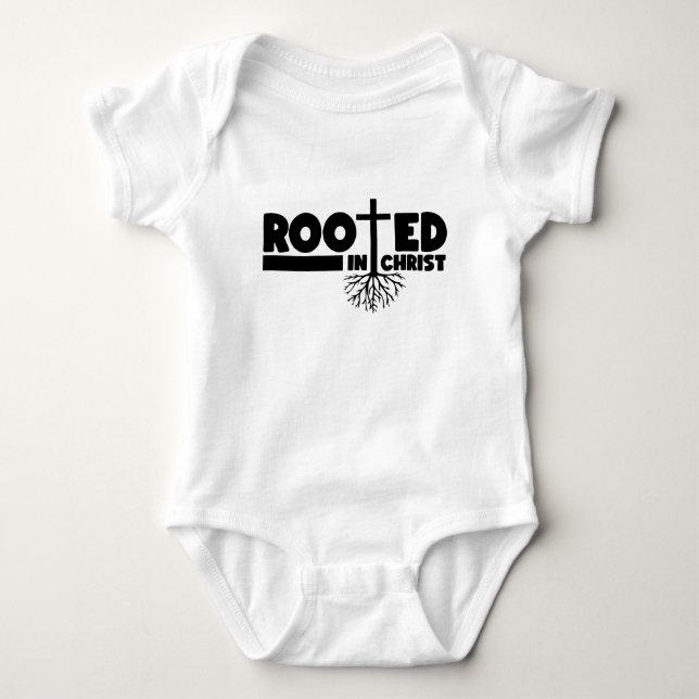 Rooted In Christ Baby Bodysuit (Front)