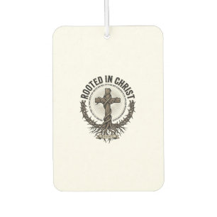 Rooted in Christ Cross Vintage Engraving Christian Car Air Freshener