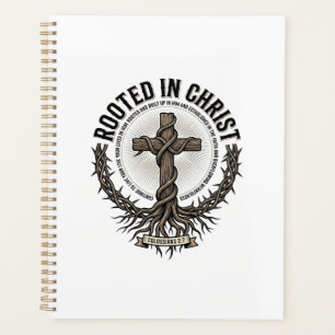 Rooted in Christ Cross Vintage Engraving Christian Planner