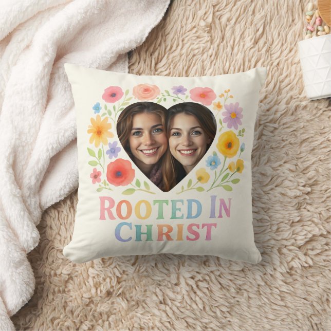 Rooted in Christ – Custom Pillow Floral Watercolor (Blanket)